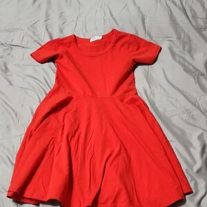Vibrant Red Casual Kids Dress
